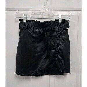 black faux leather mini skirt with a tie-waist Abercrombie Kids 11/12